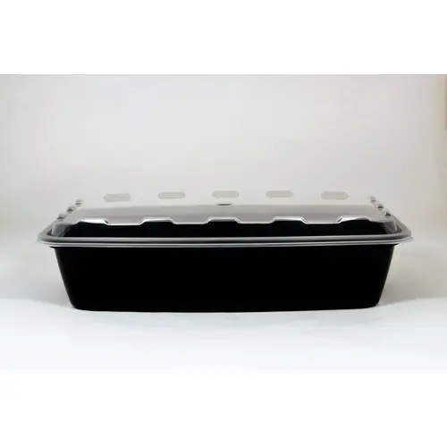 CUBEWARE CR-1156B Cubeware 56 Ounce Rectangular Container Black Base With Clear Lid, 100 Set